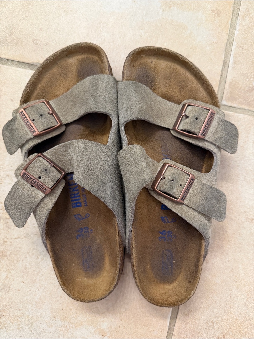Birkenstock Arizona Suede Sandals in Taupe